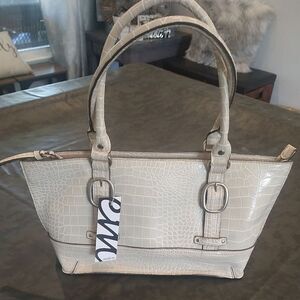 Emilie M. Animal Print Satchel Bag Beige Nwt Y2K Boho Cottage Core Classic